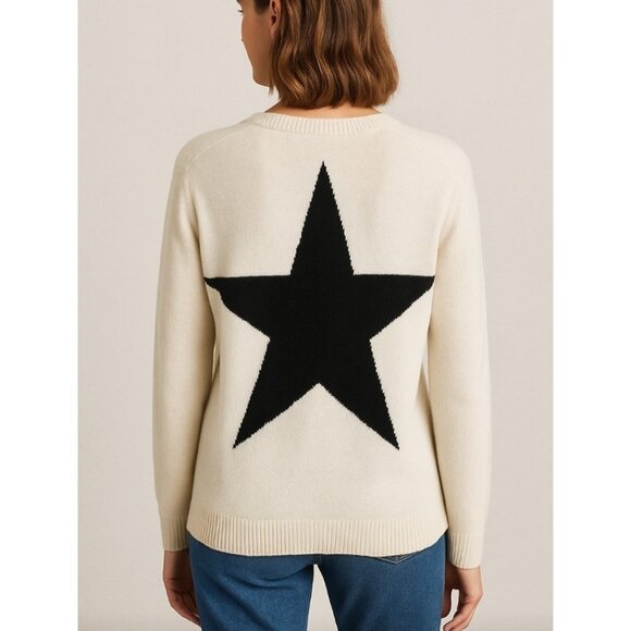 Lieblingsstuck Women’s Sweater Sz 38 M Wool Knit LS Pullover Black Star German - Picture 1 of 15